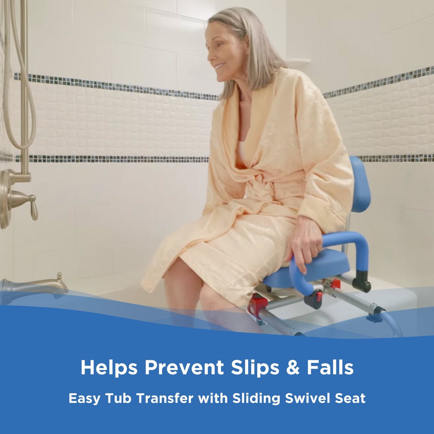 PUPWER Sliding Tub Transfer Bench with 360 Degree Swivel Seat Safety Belt Height Adjustable Bath Chair for Elderly Disabled