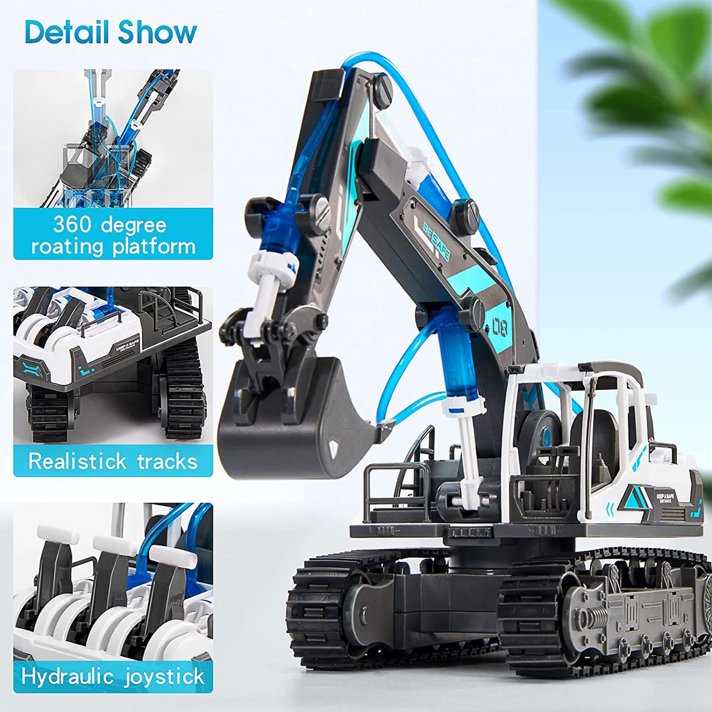 PUPWER 3-in-1 STEM Hydraulic Construction Vehicles - Building Toys for Kids - Includes Bulldozer, Grab, Fire Engine - Ages 8-12 Boys