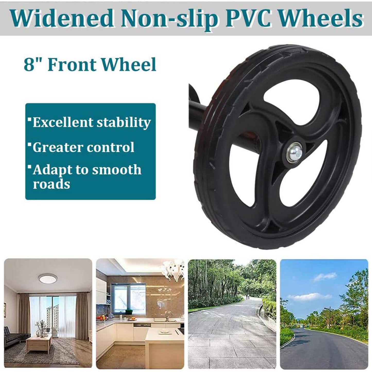 PUPWER Knee Scooter Steerable Knee Walker for Foot Injuries Compact Crutch Alternative with Dual Braking System (Black)