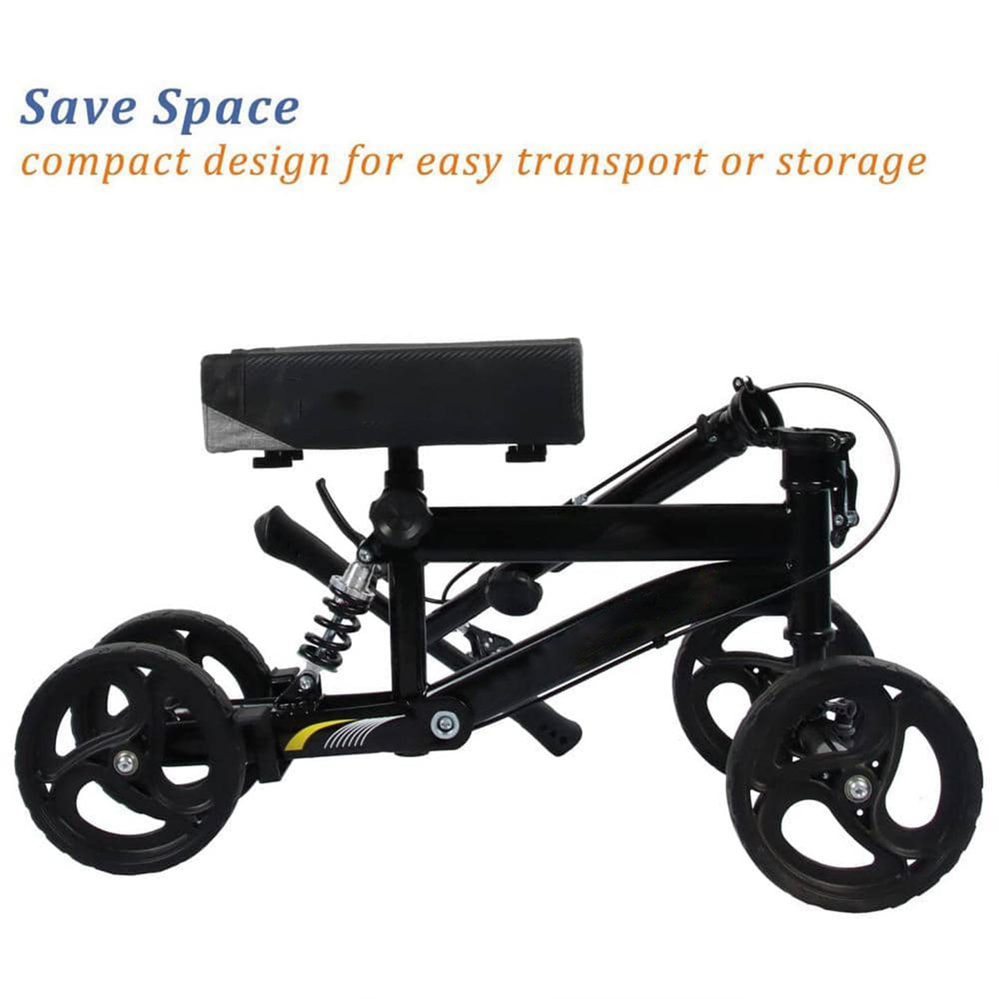 PUPWER Knee Scooter Steerable Knee Walker for Foot Injuries Compact Crutch Alternative with Dual Braking System (Black)