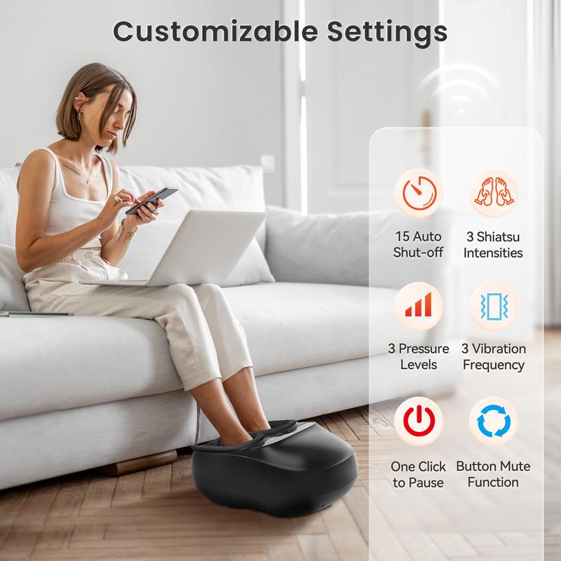Foot Massager Machine with Heat, Shiatsu Feet Massager Remote Control