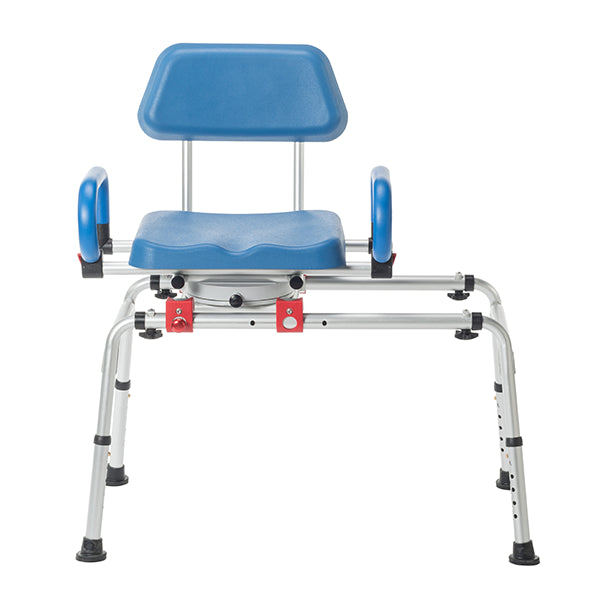 PUPWER Sliding Tub Transfer Bench with 360 Degree Swivel Seat Safety Belt Height Adjustable Bath Chair for Elderly Disabled