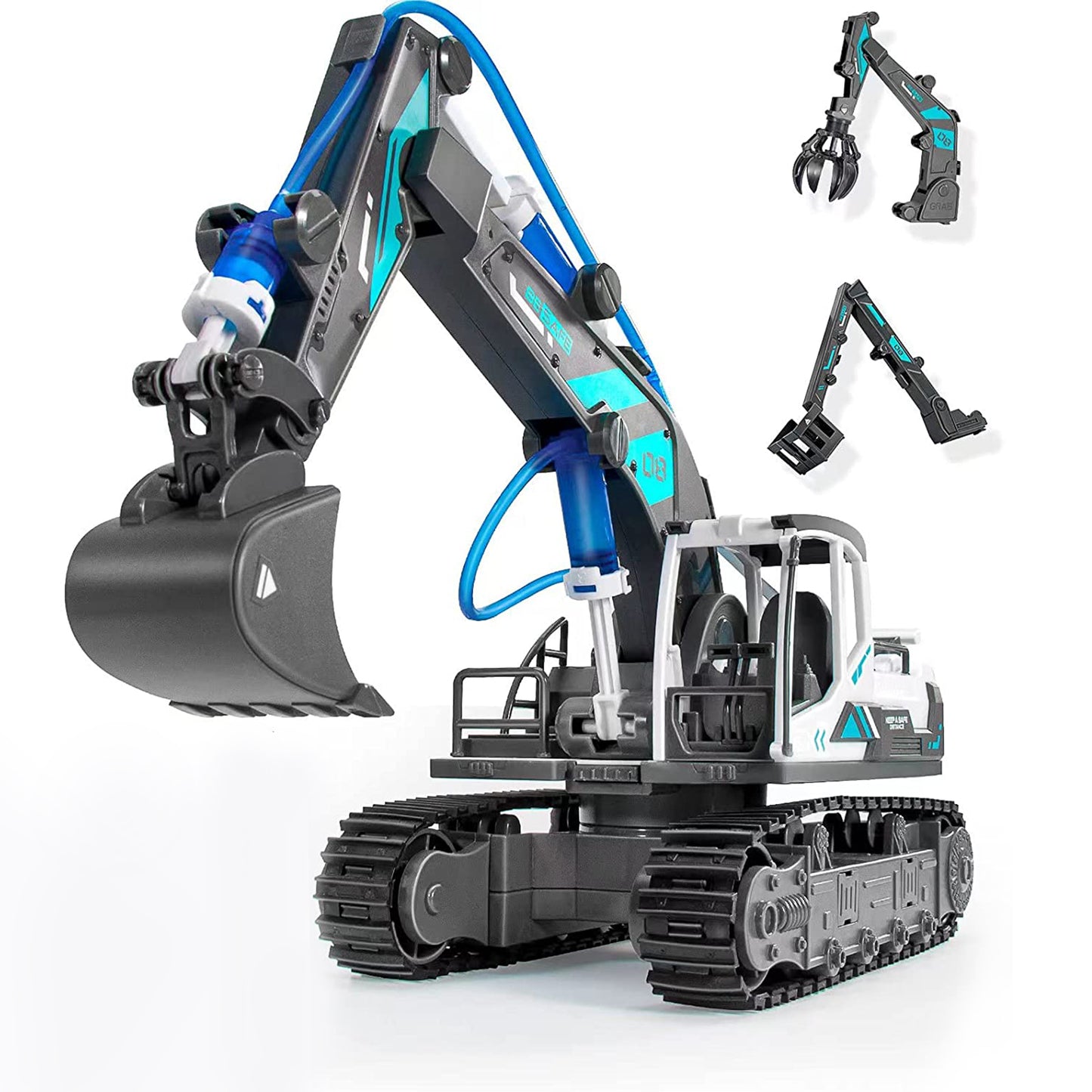 PUPWER 3-in-1 STEM Hydraulic Construction Vehicles - Building Toys for Kids - Includes Bulldozer, Grab, Fire Engine - Ages 8-12 Boys