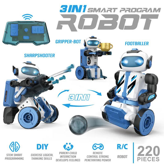 PUPWER 3 in 1 Robot Kit - STEM Science Toys for Kids 8-12 Years - 220 Pcs Building Blocks - Educational Robotics Set for Boys and Girls - Great Gift Idea