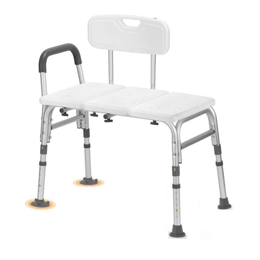 PUPWER Transfer Bench For Bathtub Height Adjustable Shower With Backrest Seat Chair Bath Seniors Arm Support 400 Weight Cap