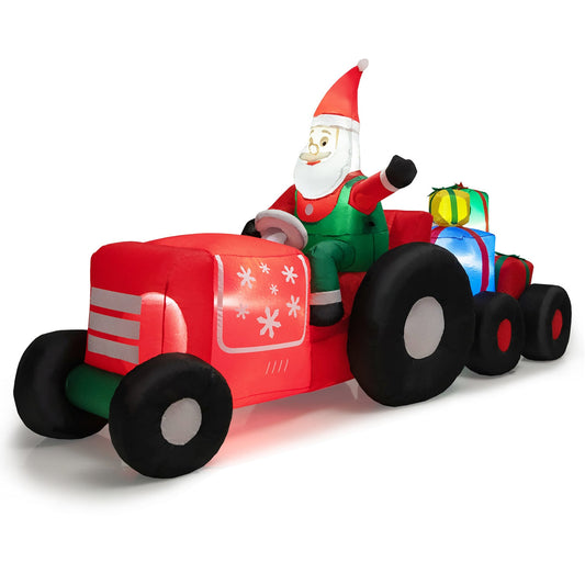 PUPWER 9 FT Christmas Inflatable Santa Claus on Truck with LED Lights