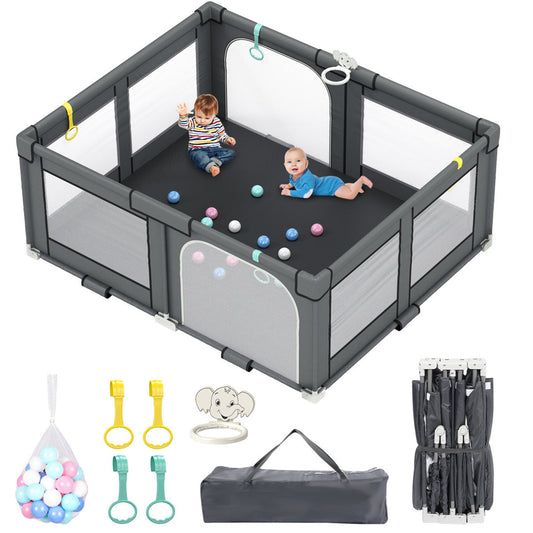 PUPWER Baby Playpen,Hassle-Free 2-Step Folding, Safe and Sturdy for Indoor & Outdoor Use