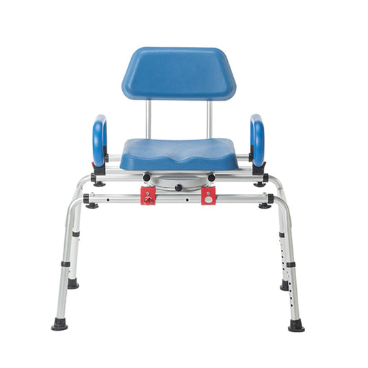 PUPWER Sliding Tub Transfer Bench with 360 Degree Swivel Seat Safety Belt Height Adjustable Bath Chair for Elderly Disabled