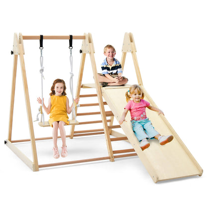PUPWER 5-in-1 Kids Climbing Toy Indoor Playground Slide Climbing Rock Adjustable