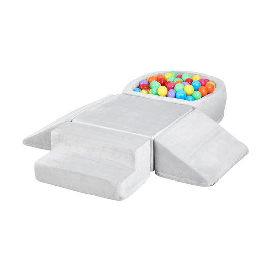PUPWER Crystal Velvet Foam Climbing Toys Blocks Set, 5 Piece Modular Playset for Kids,Gray