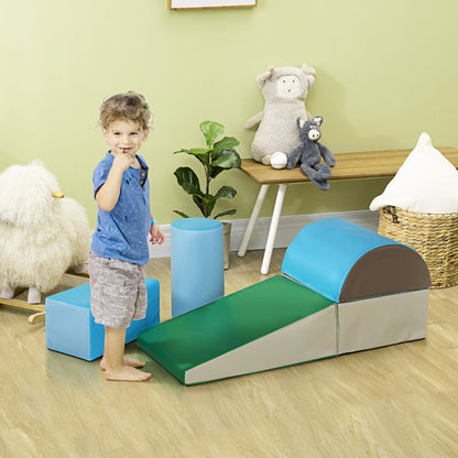 PUPWER 5 Piece Climbing Toys and Crawl Activity Play Set,Baby Soft Play Set,Foam Climbing Blocks for Toddlers Kids Preschooler Indoor