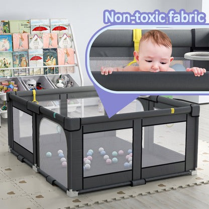 PUPWER Baby Playpen,Hassle-Free 2-Step Folding, Safe and Sturdy for Indoor & Outdoor Use