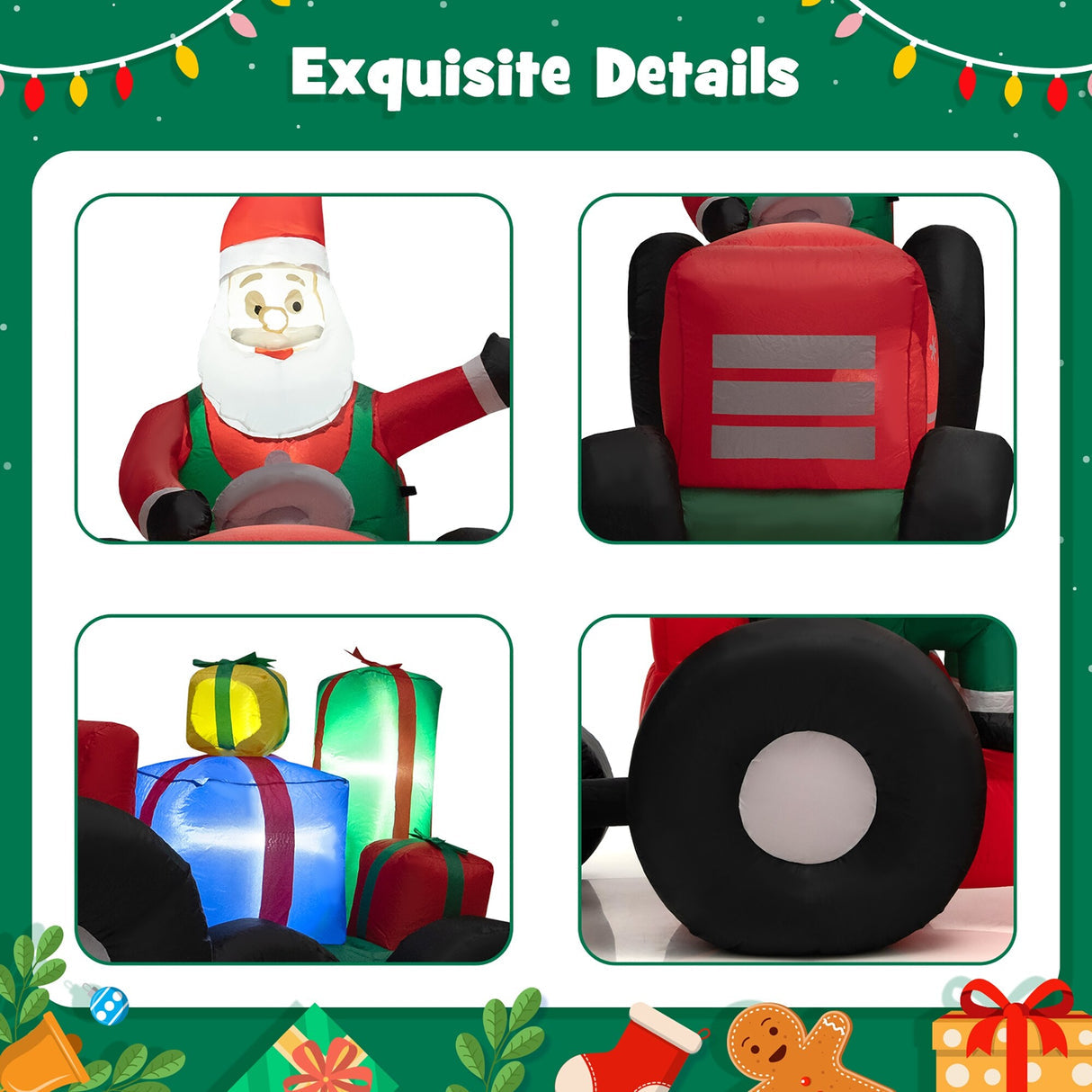 PUPWER 9 FT Christmas Inflatable Santa Claus on Truck with LED Lights