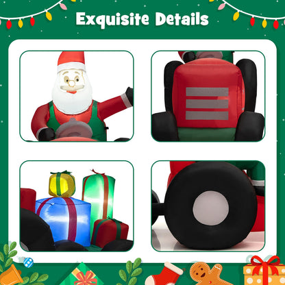 PUPWER 9 FT Christmas Inflatable Santa Claus on Truck with LED Lights