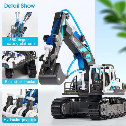 PUPWER 3-in-1 STEM Hydraulic Construction Vehicles - Building Toys for Kids - Includes Bulldozer, Grab, Fire Engine - Ages 8-12 Boys