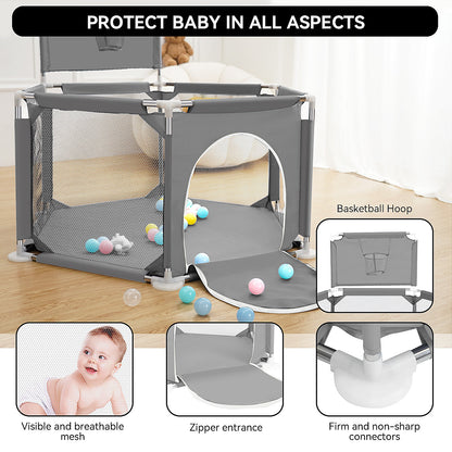 PUPWER 50" Baby Playpen Playard Indoor and Outdoor Kids Toddler Activity Center