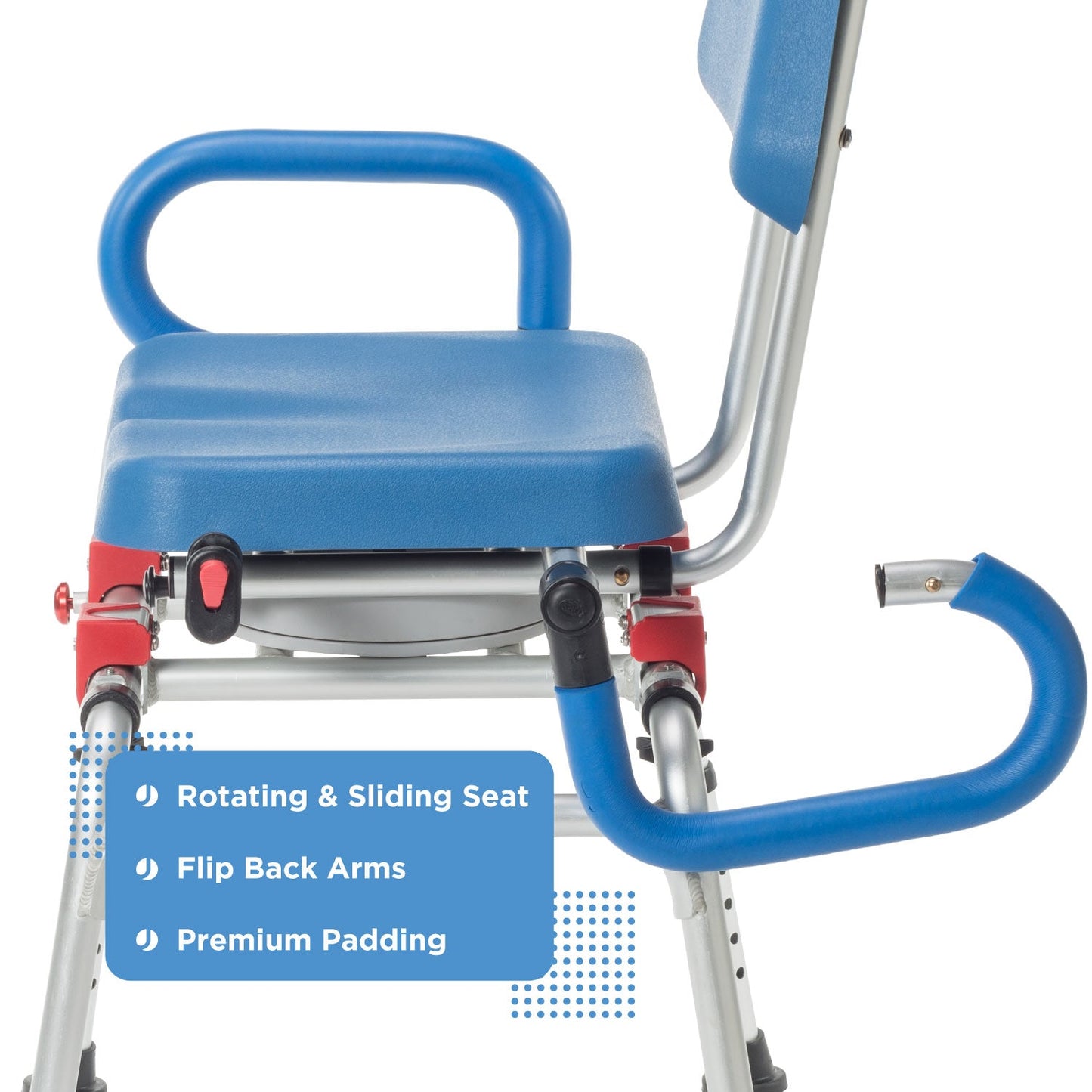 PUPWER Sliding Tub Transfer Bench with 360 Degree Swivel Seat Safety Belt Height Adjustable Bath Chair for Elderly Disabled