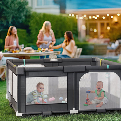 PUPWER Baby Playpen,Hassle-Free 2-Step Folding, Safe and Sturdy for Indoor & Outdoor Use