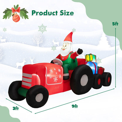 PUPWER 9 FT Christmas Inflatable Santa Claus on Truck with LED Lights