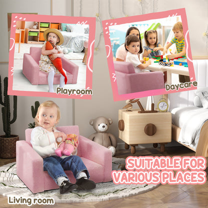 PUPWER 3-In-1 Extra Wide Convertible Kids Couch, 2-Seat Toddler Lounger, Comfy Toddler Chair, Kids Sofa For Boys Girls, Bed For Fun Playtime Or Comfy Lounging
