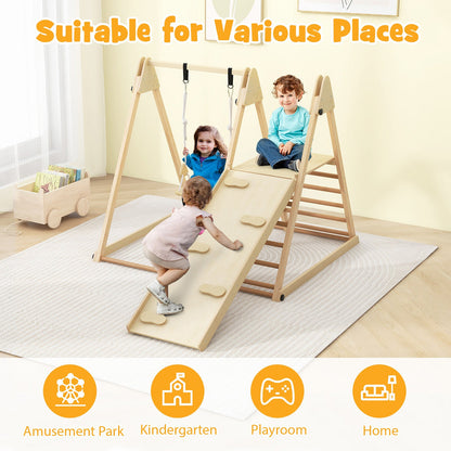 PUPWER 5-in-1 Kids Climbing Toy Indoor Playground Slide Climbing Rock Adjustable