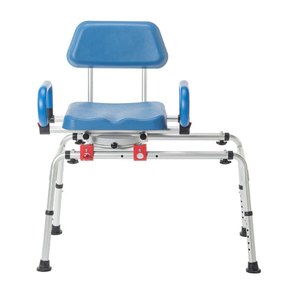 PUPWER Sliding Tub Transfer Bench with 360 Degree Swivel Seat Safety Belt Height Adjustable Bath Chair for Elderly Disabled
