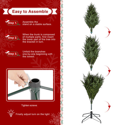 7.5FT Pre-Lit Green Full Fir Artificial Christmas Tree with Lights,Green Christmas Trees with 1200 Flocked Frosted Tips