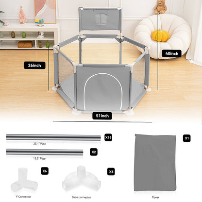 PUPWER 50" Baby Playpen Playard Indoor and Outdoor Kids Toddler Activity Center