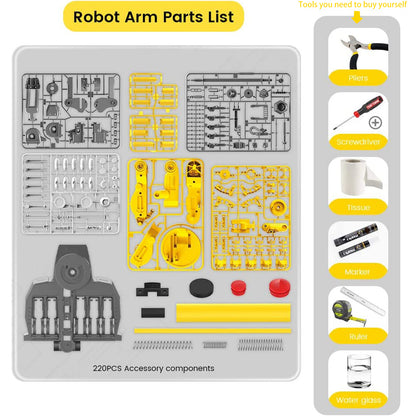 PUPWER 3 in 1 Hydraulic Arm Kit - Robotic Arm Engineering Kit - STEM Science Toys for Kids - DIY Projects - Ages 8-12