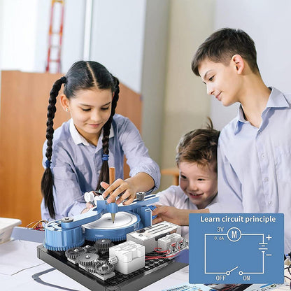 PUPWER STEM Toys - Mechanical Drawing Science Kit for Kids, DIY Project for Educational Learning and Scientific Exploration, Suitable for Boys and Girls Age 8+
