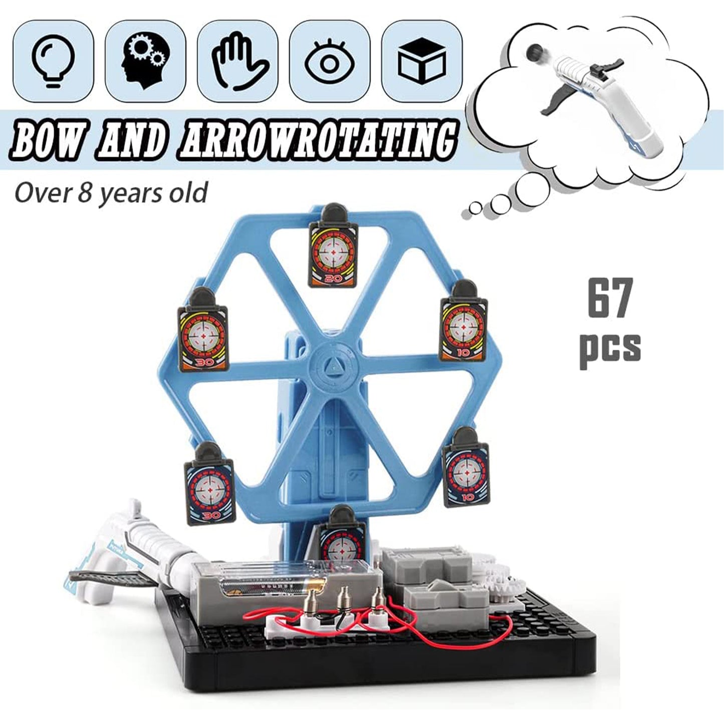 PUPWER STEM Toys - Mechanical Shooting Target Science Kit for Kids 8+ - DIY Project, Educational Learning, and Scientific Tool - Ideal for Boys and Girls