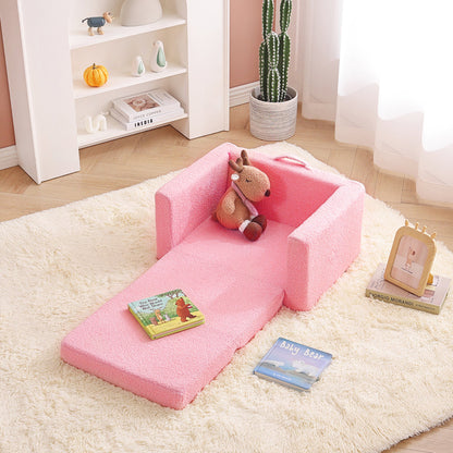 PUPWER 3-In-1 Extra Wide Convertible Kids Couch, 2-Seat Toddler Lounger, Comfy Toddler Chair, Kids Sofa For Boys Girls, Bed For Fun Playtime Or Comfy Lounging