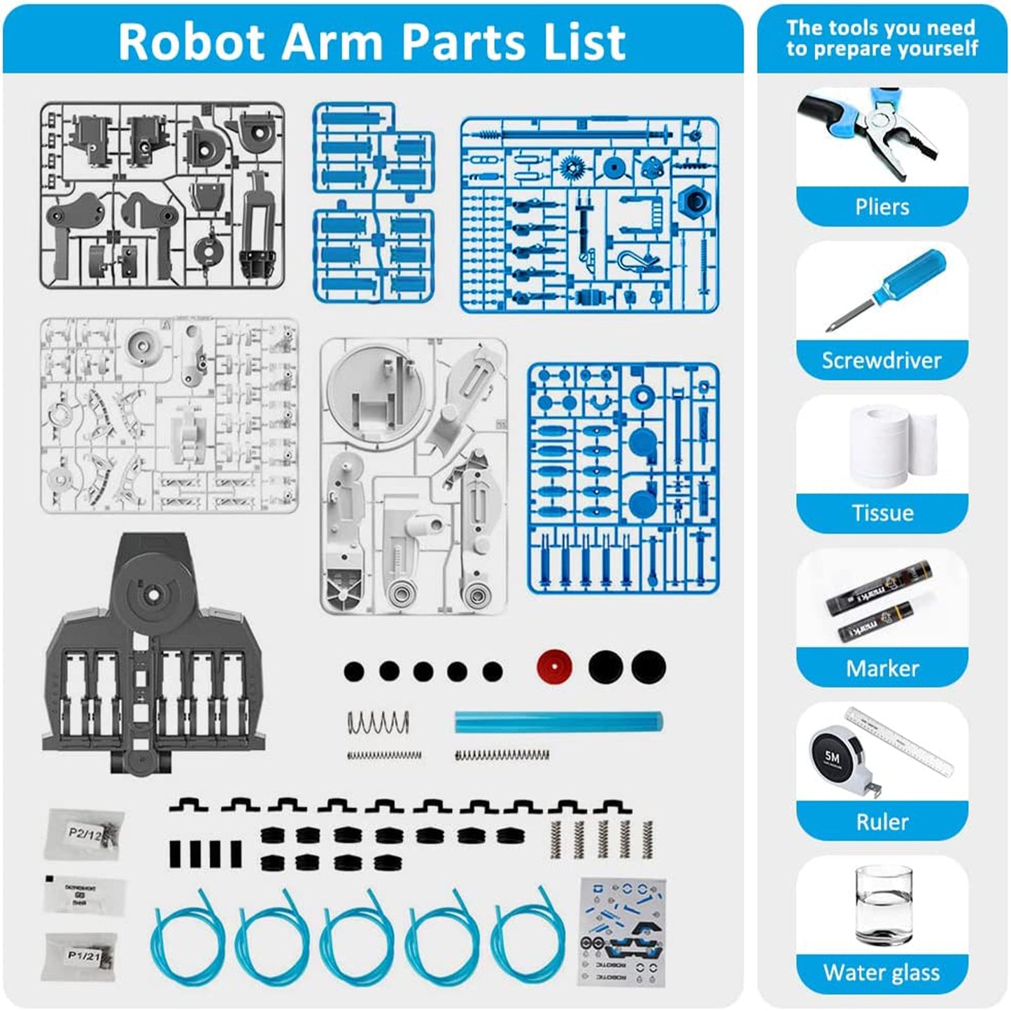 PUPWER 3 in 1 Hydraulic Arm Kit - Robotic Arm Engineering Kit - STEM Science Toys for Kids - DIY Projects - Ages 8-12