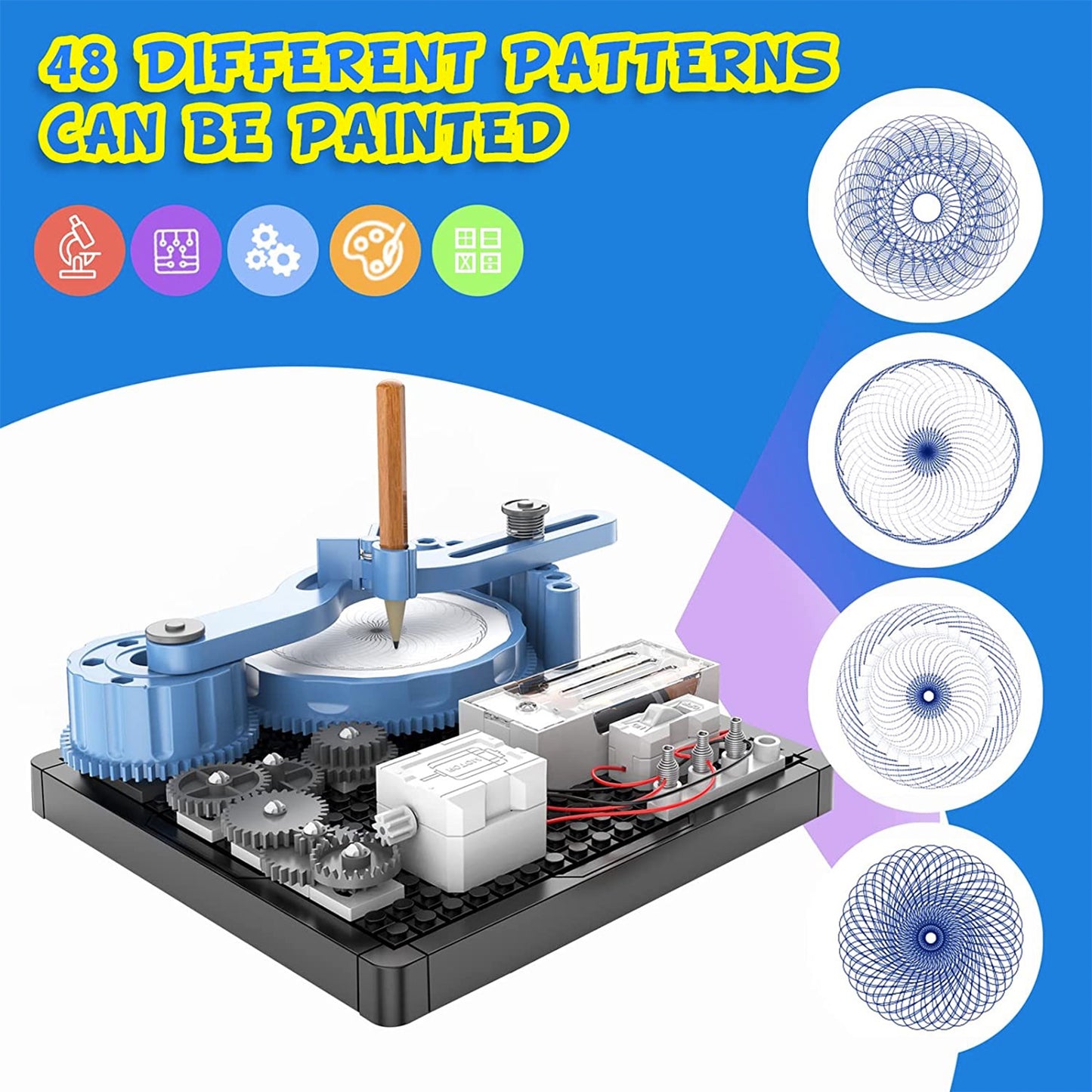 PUPWER STEM Toys - Mechanical Drawing Science Kit for Kids, DIY Project for Educational Learning and Scientific Exploration, Suitable for Boys and Girls Age 8+